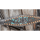 CSS Barcoo/ Stockmans Breastcollar- Teal Glitter Inlay - Country Scene Saddlery and Pet Supplies