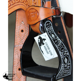 CSS Black Engraved Stirrup Irons. - Country Scene Saddlery and Pet Supplies