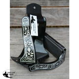 CSS Black Engraved Stirrup Irons. - Country Scene Saddlery and Pet Supplies