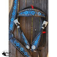 Css Blue Diamond Inlay Tackset- Black Leather