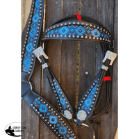 Css Blue Diamond Inlay Tackset- Black Leather