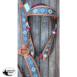 Css Blue Diamond Inlay Tackset- Chestnut Leather