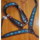CSS Blue Diamond Inlay Tackset- Chocolate Leather - Country Scene Saddlery and Pet Supplies
