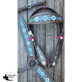 CSS Blue Diamond Inlay Tackset- Chocolate Leather - Country Scene Saddlery and Pet Supplies