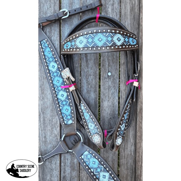 Css Blue Diamond Inlay Tackset- Chocolate Leather Cob/ Full