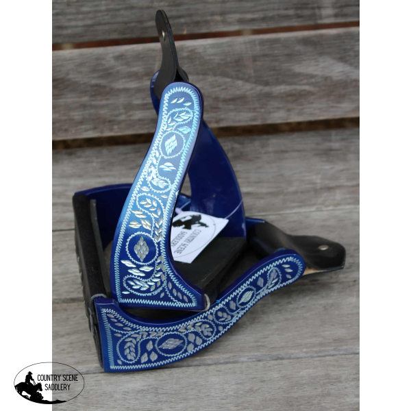 CSS Blue Engraved Stirrup Irons.