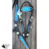 Css Blue Glitter Bling Inlay Breastcollar And Headstall Sets