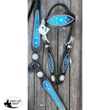 CSS Blue Glitter Bling Inlay Breastcollar and Headstall Sets - Country Scene Saddlery and Pet Supplies