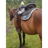 CSS Chocolate with turquoise bling detail and tooling. - Country Scene Saddlery and Pet Supplies