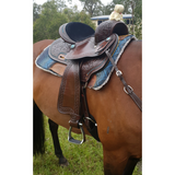 CSS Chocolate with turquoise bling detail and tooling. - Country Scene Saddlery and Pet Supplies
