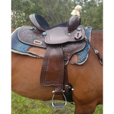 CSS Chocolate with turquoise bling detail and tooling. - Country Scene Saddlery and Pet Supplies