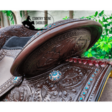 CSS Chocolate with turquoise bling detail and tooling. - Country Scene Saddlery and Pet Supplies