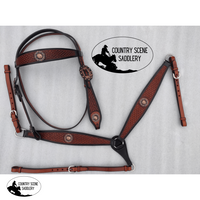 New! Css Diamond Stamped Tooled Headstall And Breastcollar Browband