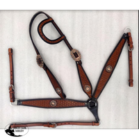 New! Css Diamond Stamped Tooled Headstall And Breastcollar One Ear