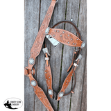 CSS Floral Tooled Chestnut Headstall and Breastcollar with Clear Diamontes - Country Scene Saddlery and Pet Supplies