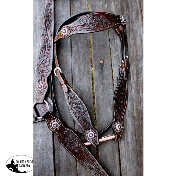 Css Floral Tooled Headstall And Breastcollar