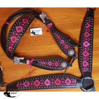 Css Pink Diamond Inlay Tackset- Black Leather