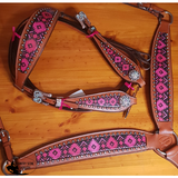 Css Pink Diamond Inlay Tackset- Chestnut Leather