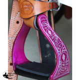 CSS Pink Engraved Stirrup Irons. - Country Scene Saddlery and Pet Supplies