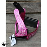 CSS Pink Engraved Stirrup Irons. - Country Scene Saddlery and Pet Supplies