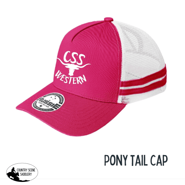 Css Pony Tail Western Cap- White/ Hot Pink