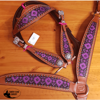 Css Purple Diamond Inlay Tackset- Chestnut Leather