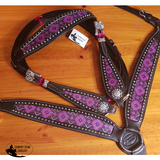 Css Purple Diamond Inlay Tackset- Chocolate Leather