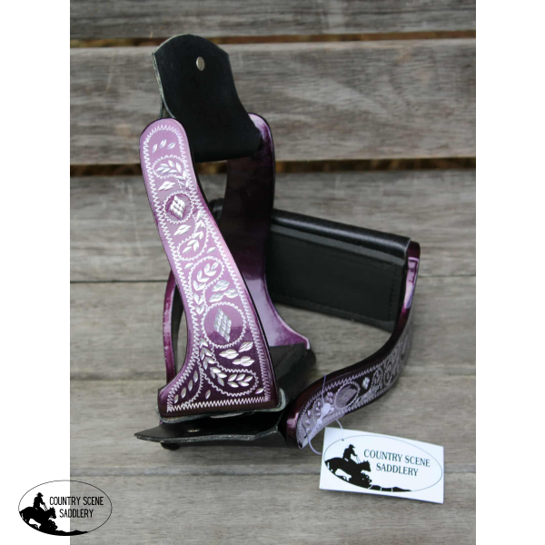 CSS Purple Engraved Stirrup Irons.