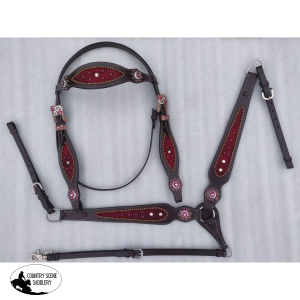 New! Css Stunning Bling Inlay Breastcollar And Headstall Sets