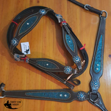 New! Css Stunning Bling Inlay Breastcollar And Headstall Sets Blue