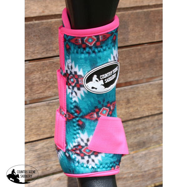 Css Teal & Red Tribal Patterned Boots- A4.