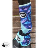 Turquoise And Purple Feather Patterned Boots- A29