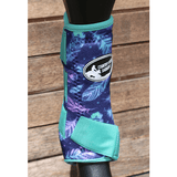 Css Turquoise And Purple Feather Patterned Boots- A29