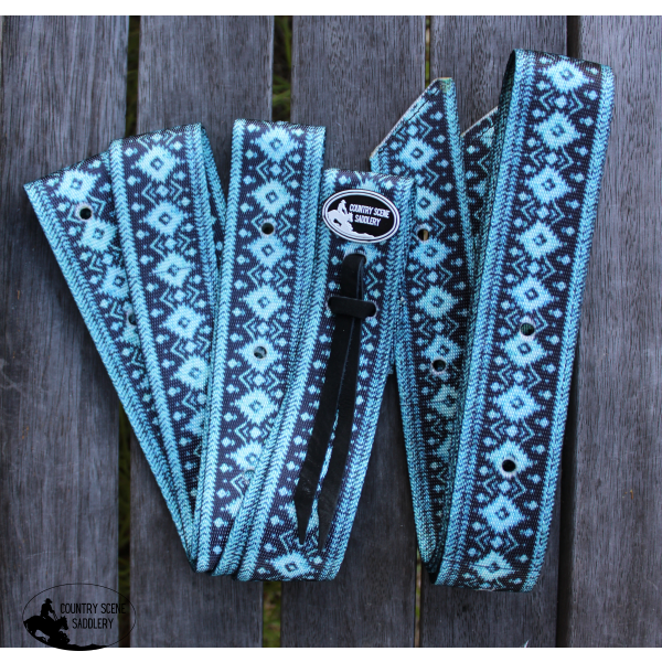 Css Turquoise Diamond Latigo Set. Latigos And Billets