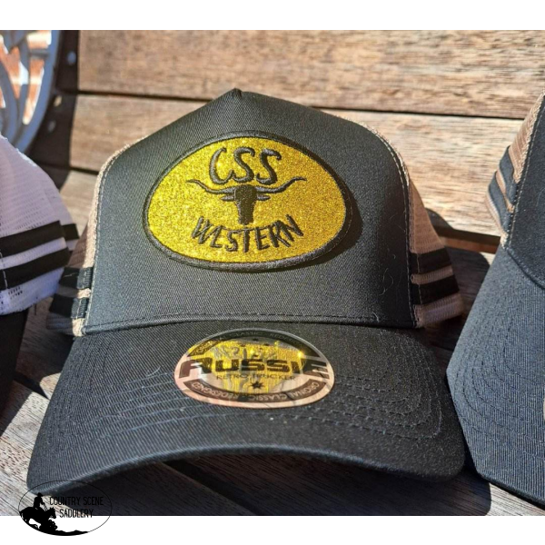 Css Western Cap- Gold Logo Khaki/Black Caps