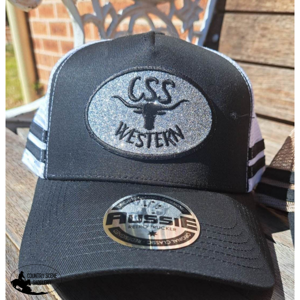 Css Western Cap- Silver Logo White/Black Caps