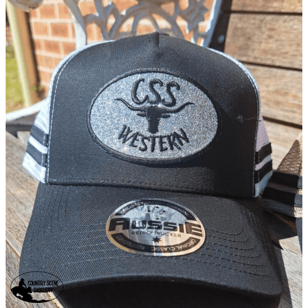 Css Western Cap- Silver Logo White/Black Caps