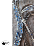 CSS Western Inlay Breastcollar and Bridle- Blue Glitter Inlay - Country Scene Saddlery and Pet Supplies