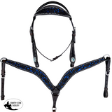 CSS Western Inlay Breastcollar and Bridle- Blue Glitter Inlay - Country Scene Saddlery and Pet Supplies