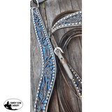 CSS Western Inlay Breastcollar and Bridle- Blue Glitter Inlay - Country Scene Saddlery and Pet Supplies