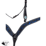 CSS Western Inlay Breastcollar and Bridle- Blue Glitter Inlay - Country Scene Saddlery and Pet Supplies
