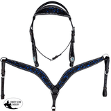 CSS Western Inlay Breastcollar and Bridle- Blue Glitter Inlay - Country Scene Saddlery and Pet Supplies