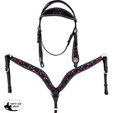 Css Western Inlay Breastcollar And Bridle- Red Glitter Bridles