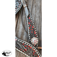 Css Western Inlay Breastcollar And Bridle- Red Glitter Bridles