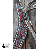 Css Western Inlay Breastcollar And Bridle- Red Glitter Bridles