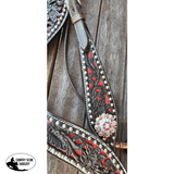 CSS Western Inlay Breastcollar and Bridle- Red Glitter Inlay - Country Scene Saddlery and Pet Supplies