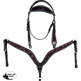 CSS Western Inlay Breastcollar and Bridle- Red Glitter Inlay - Country Scene Saddlery and Pet Supplies