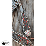 CSS Western Inlay Breastcollar and Bridle- Red Glitter Inlay - Country Scene Saddlery and Pet Supplies