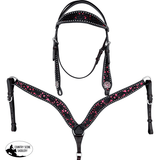 CSS Western Inlay Breastcollar and Bridle- Red Glitter Inlay - Country Scene Saddlery and Pet Supplies