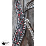 CSS Western Inlay Breastcollar and Bridle- Red Glitter Inlay - Country Scene Saddlery and Pet Supplies